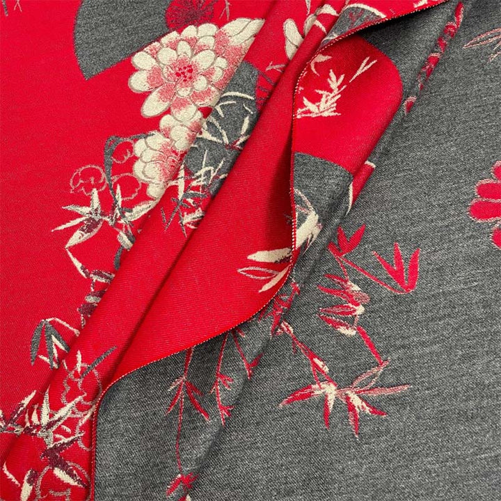 Sciarpa scialle accogliente con motivo a ventaglio invernale in bambù e peonie Buddha Stones - image 7