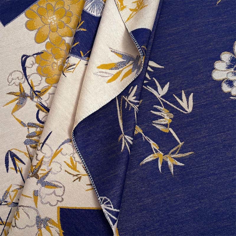 Sciarpa scialle accogliente con motivo a ventaglio invernale in bambù e peonie Buddha Stones - image 3