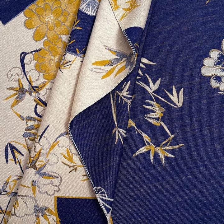 Sciarpa scialle accogliente con motivo a ventaglio invernale in bambù e peonie Buddha Stones - image 3