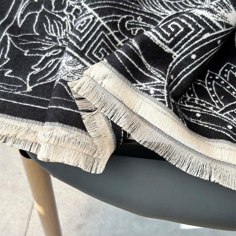 Sciarpa accogliente con motivo a onde, motivo a padiglione autunnale Buddha Stones, pesci koi e fiori - image 7