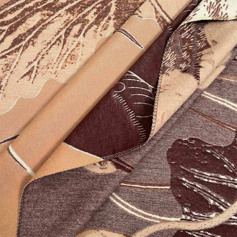 Sciarpa morbida con motivo a scialle, motivo a Buddha Stones invernale, uccelli, fiori di loto e foglie - image 15