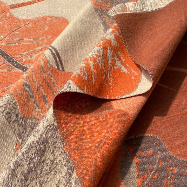 Sciarpa morbida con motivo a scialle, motivo a Buddha Stones invernale, uccelli, fiori di loto e foglie - image 2