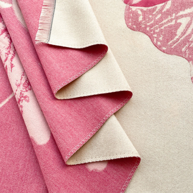 Sciarpa morbida con motivo a scialle, motivo a Buddha Stones invernale, uccelli, fiori di loto e foglie - image 7