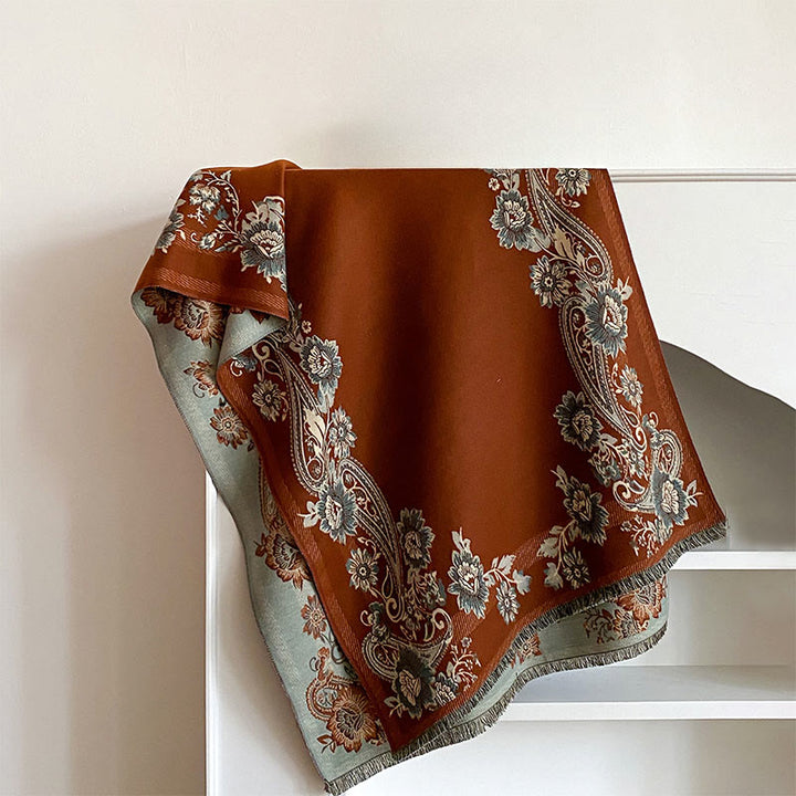 Sciarpa calda e accogliente con motivo a foglie di anacardi e fiori Buddha Stones Fall - image 1