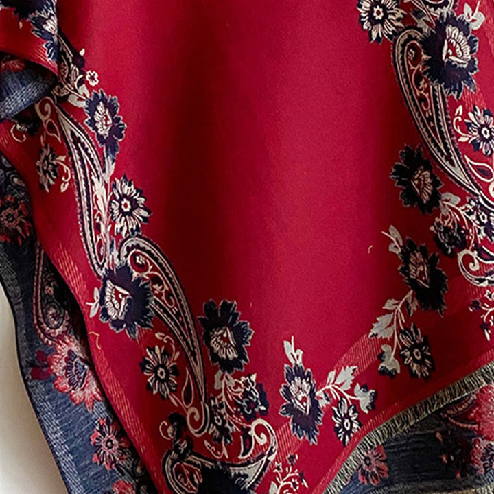 Sciarpa calda e accogliente con motivo a foglie di anacardi e fiori Buddha Stones Fall - image 7