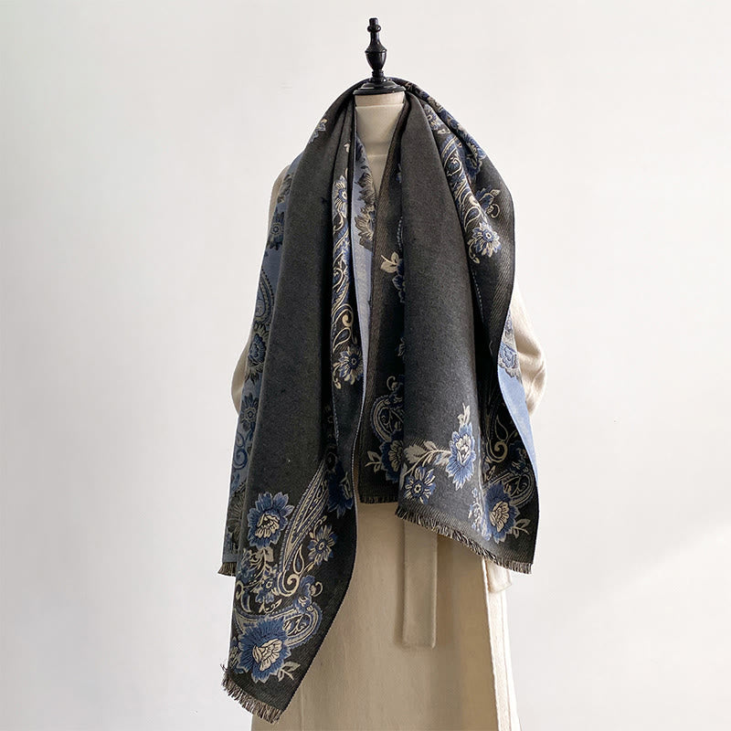 Sciarpa calda e accogliente con motivo a foglie di anacardi e fiori Buddha Stones Fall - image 10