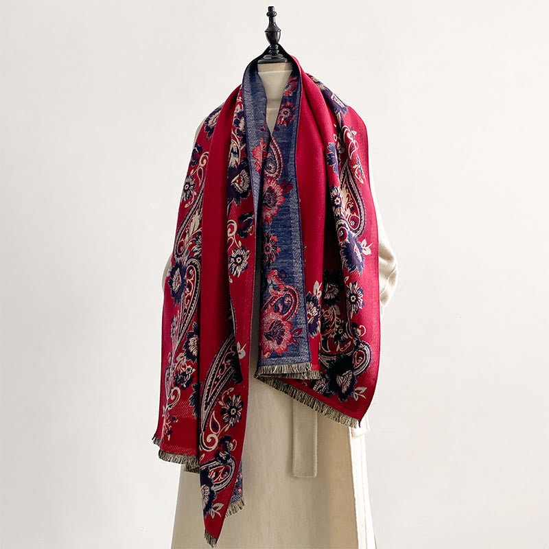 Sciarpa calda e accogliente con motivo a foglie di anacardi e fiori Buddha Stones Fall - image 6