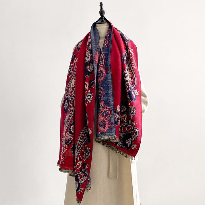 Sciarpa calda e accogliente con motivo a foglie di anacardi e fiori Buddha Stones Fall - image 6