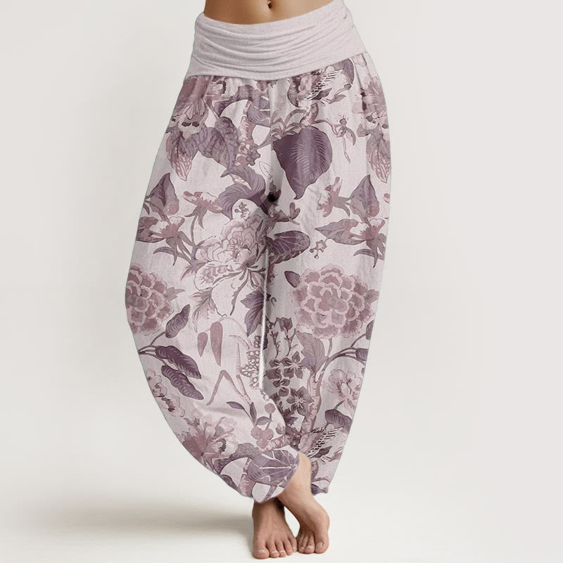 Pantaloni harem da donna con elastico in vita, in puro cotone, con motivo a foglie di loto e peonie, motivo Buddha Stones - Cardo - US22, UK/AU26, EU54 (6XL) - image 5