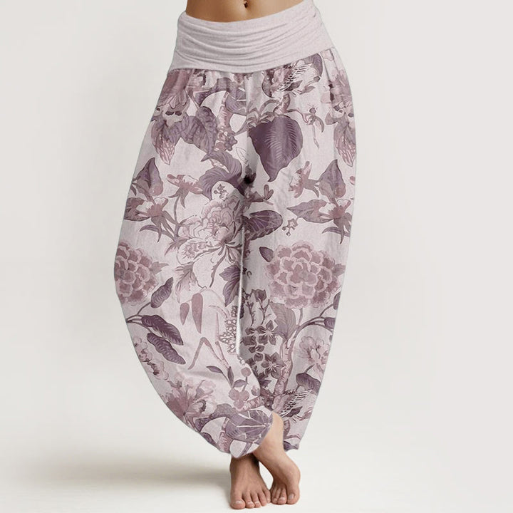 Pantaloni harem da donna con elastico in vita, in puro cotone, con motivo a foglie di loto e peonie, motivo Buddha Stones - Cardo - US22, UK/AU26, EU54 (6XL) - image 5
