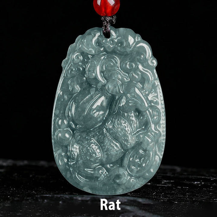 Collana con ciondolo in corda con Buddha Stones, zodiaco cinese, giada, anno del cavallo, fortuna - Ratto - image 6