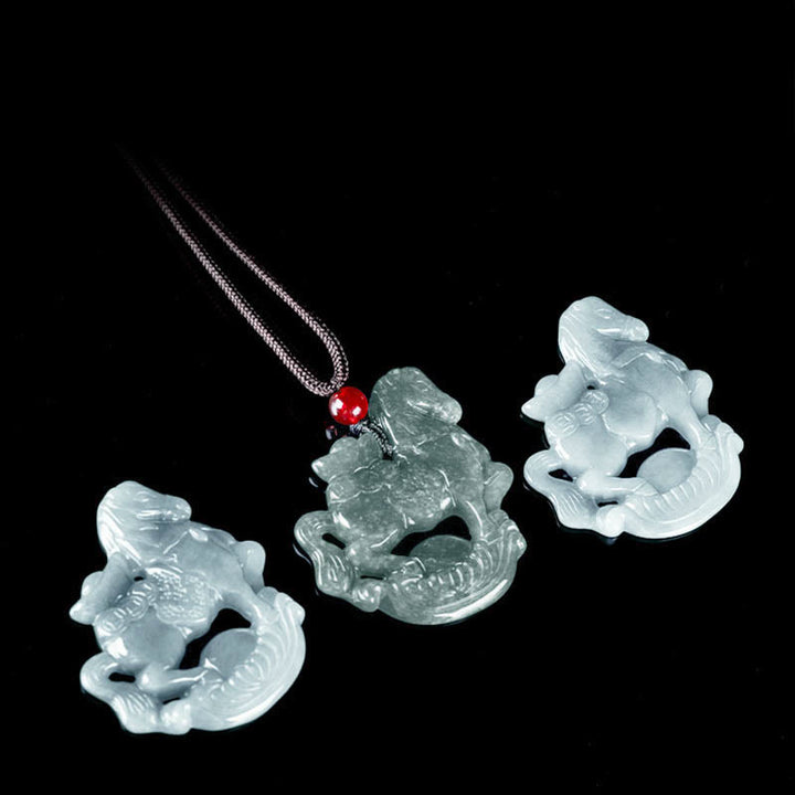 Collana con ciondolo in corda, lingotto di giada, Buddha Stones, anno del cavallo, fortuna e prosperità - image 10