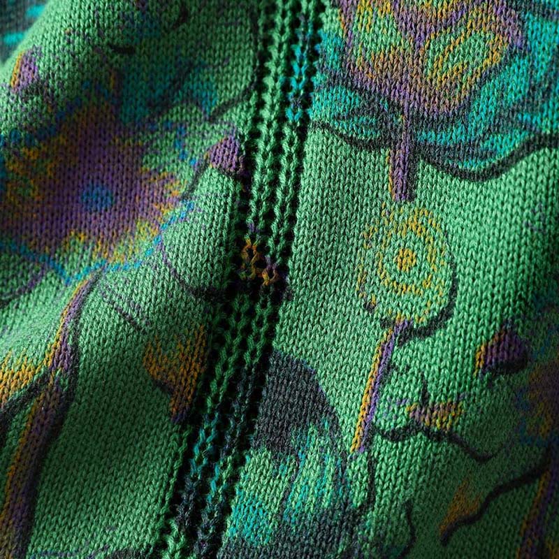 Cardigan lavorato a maglia a maniche lunghe con bottoni di media lunghezza, motivo girasole, da donna, con tasche Buddha Stones - image 8