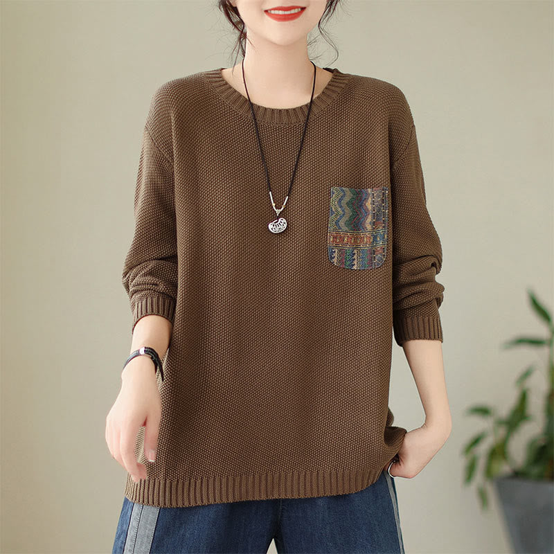 Maglione da donna a maniche lunghe in cotone lavorato a maglia con motivo floreale decorativo autunnale Buddha Stones - Siena - US4， UK/AU8，EU36-38 (F) - image 14