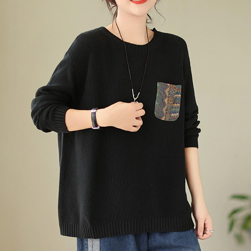 Maglione da donna a maniche lunghe in cotone lavorato a maglia con motivo floreale decorativo autunnale Buddha Stones - image 18