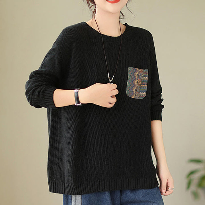 Maglione da donna a maniche lunghe in cotone lavorato a maglia con motivo floreale decorativo autunnale Buddha Stones - image 18