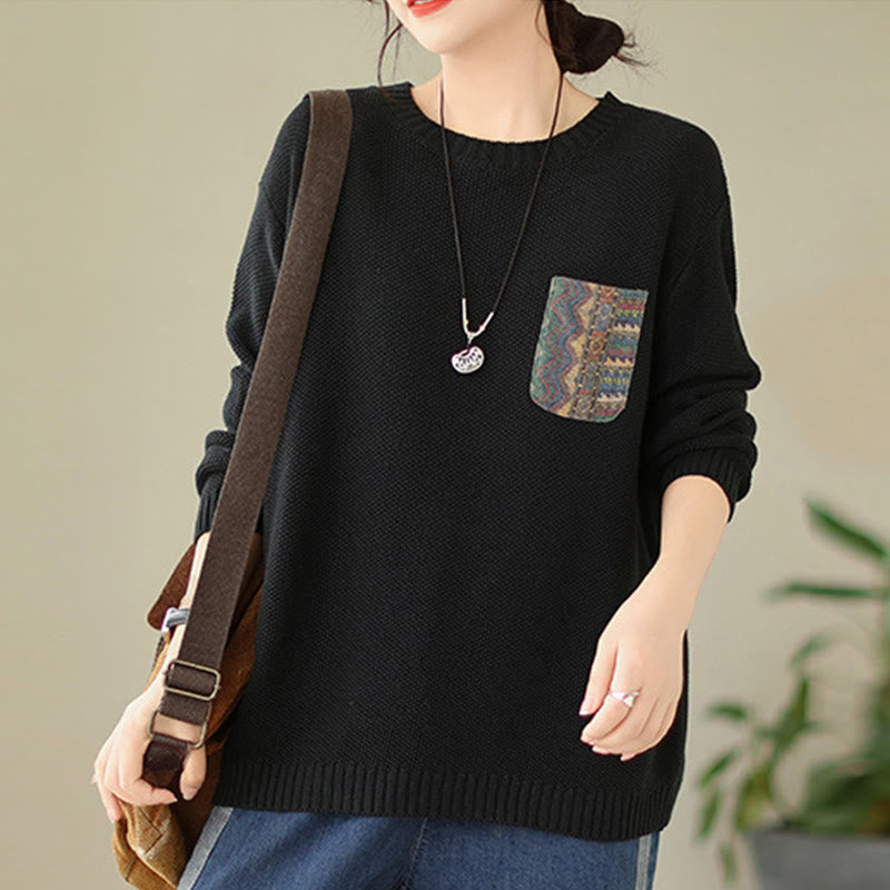 Maglione da donna a maniche lunghe in cotone lavorato a maglia con motivo floreale decorativo autunnale Buddha Stones - image 19