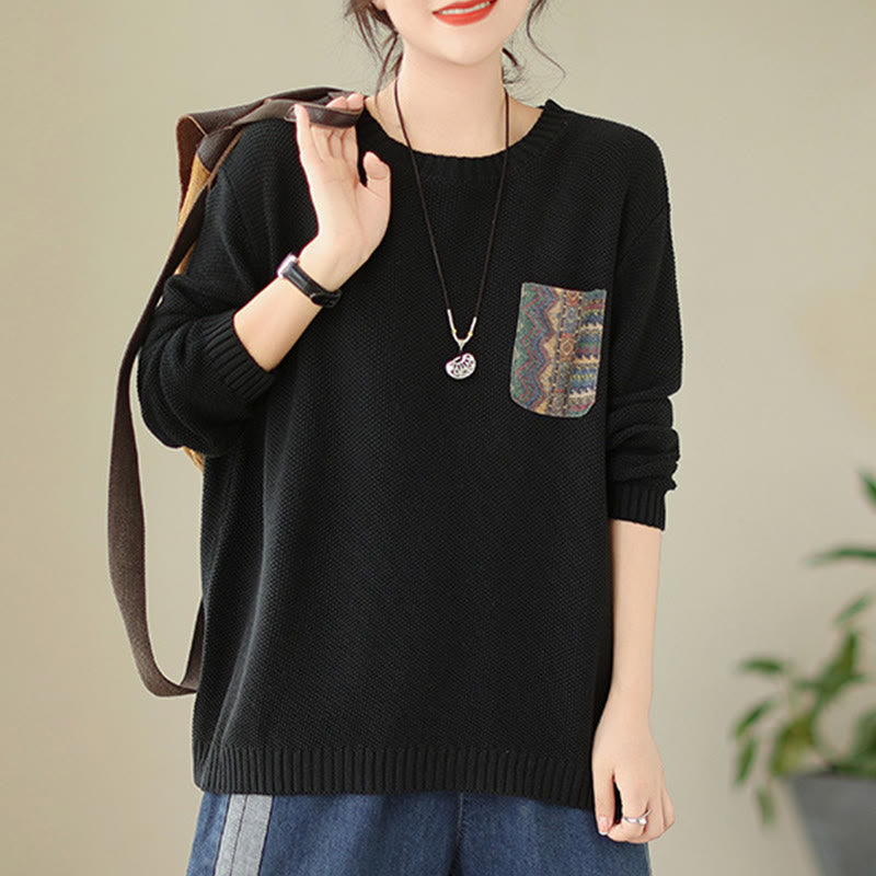 Maglione da donna a maniche lunghe in cotone lavorato a maglia con motivo floreale decorativo autunnale Buddha Stones - image 20