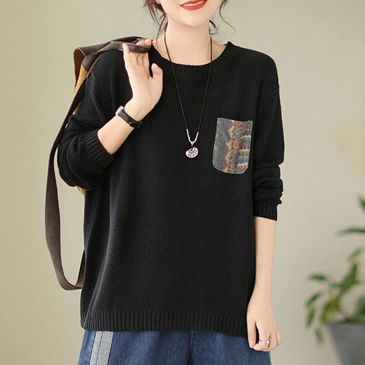 Maglione da donna a maniche lunghe in cotone lavorato a maglia con motivo floreale decorativo autunnale Buddha Stones - image 20