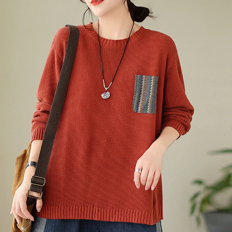 Maglione da donna a maniche lunghe in cotone lavorato a maglia con motivo floreale decorativo autunnale Buddha Stones - image 10