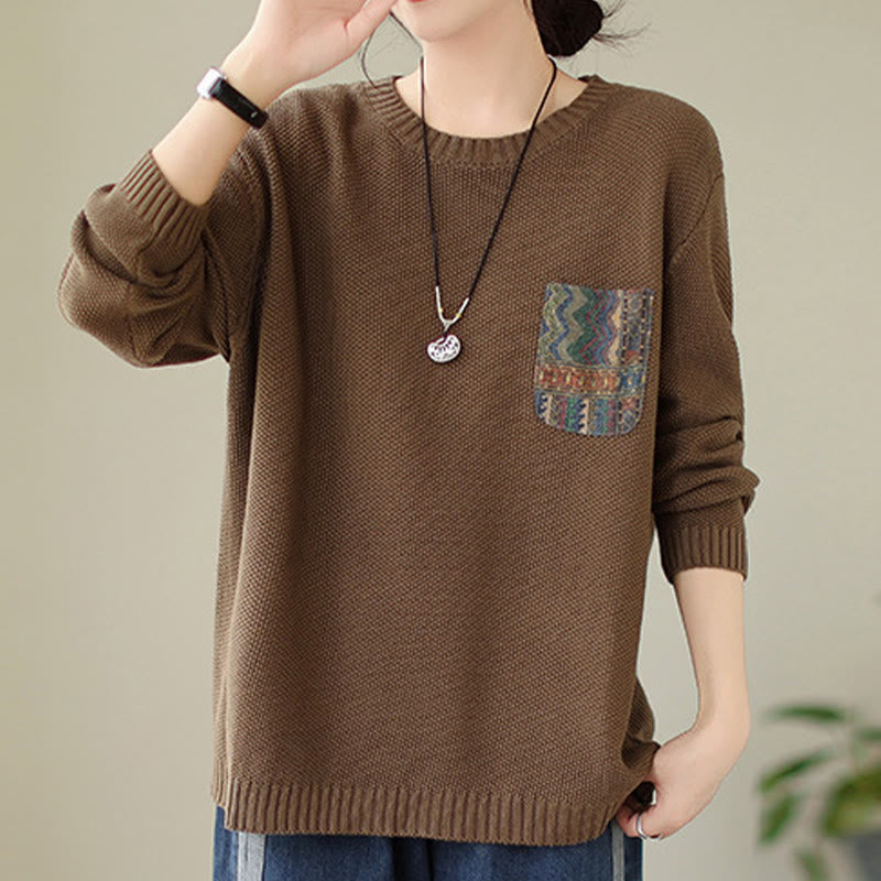 Maglione da donna a maniche lunghe in cotone lavorato a maglia con motivo floreale decorativo autunnale Buddha Stones - image 16