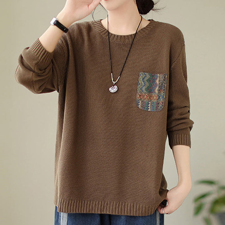 Maglione da donna a maniche lunghe in cotone lavorato a maglia con motivo floreale decorativo autunnale Buddha Stones - image 16
