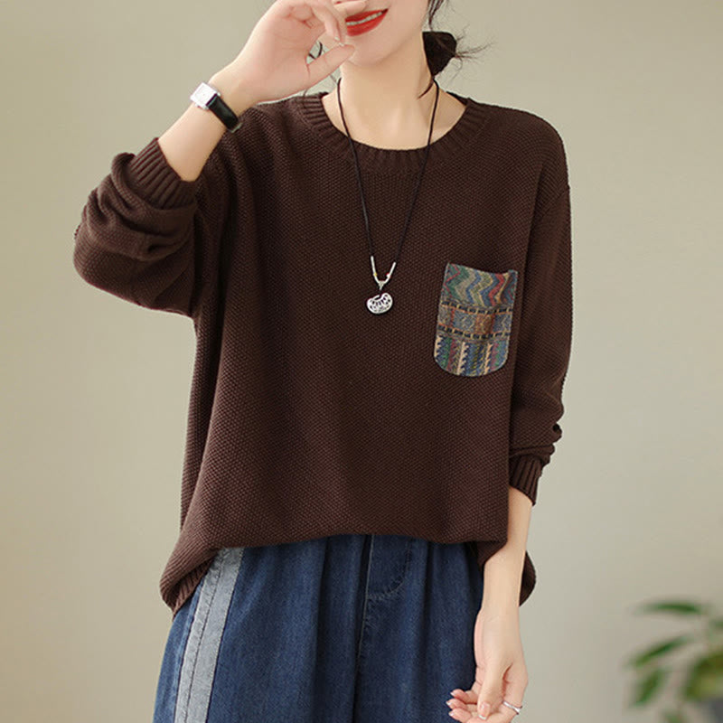 Maglione da donna a maniche lunghe in cotone lavorato a maglia con motivo floreale decorativo autunnale Buddha Stones - image 8