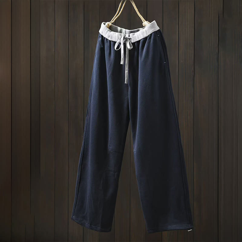 Pantaloni da donna in cotone con tasche e tinta unita Buddha Stones Fall - SteelBlue - US4, UK/AU8, EU36 (L) - image 0