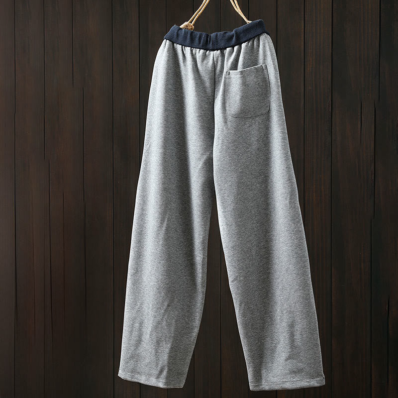 Pantaloni da donna in cotone con tasche e tinta unita Buddha Stones Fall - image 3