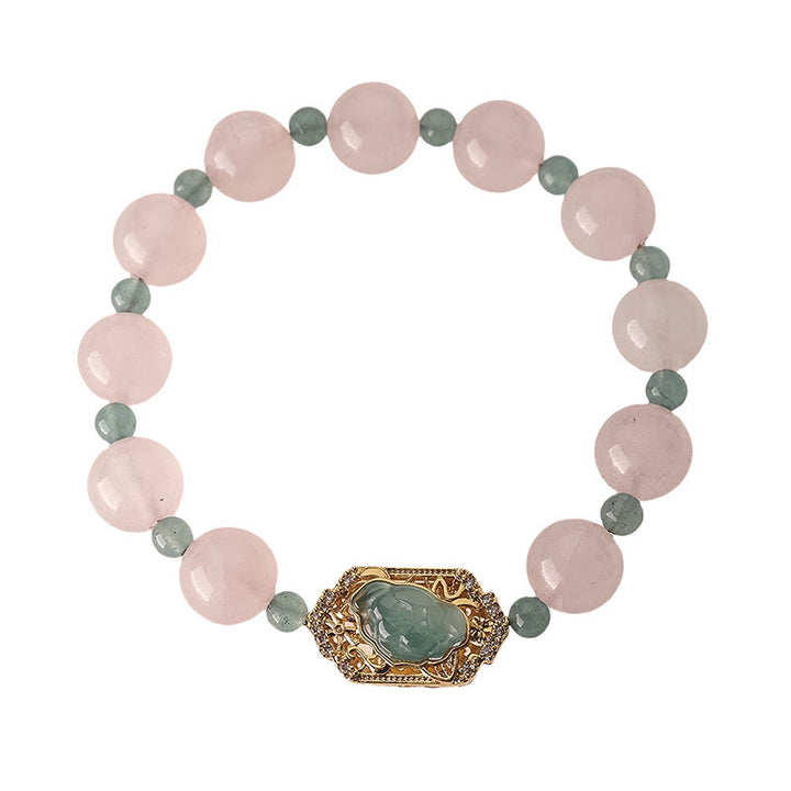 Bracciale Buddha Stones in quarzo rosa e giada, per la gentilezza e la cura - image 4