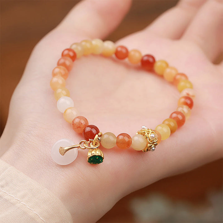 Bracciale Buddha Stones Peace Buckle in seta dorata e giada per allontanare gli spiriti maligni - image 2