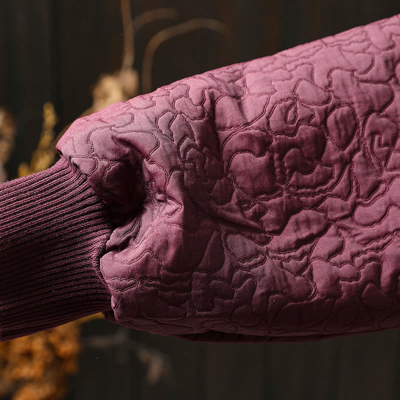 Giacca da donna in cotone jacquard di media lunghezza con bottoni autunnali, maniche lunghe e tasche , Buddha Stones - image 9