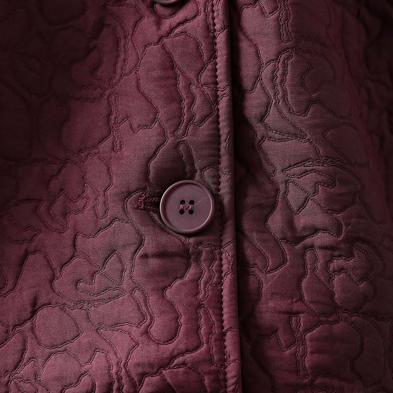 Giacca da donna in cotone jacquard di media lunghezza con bottoni autunnali, maniche lunghe e tasche , Buddha Stones - image 7