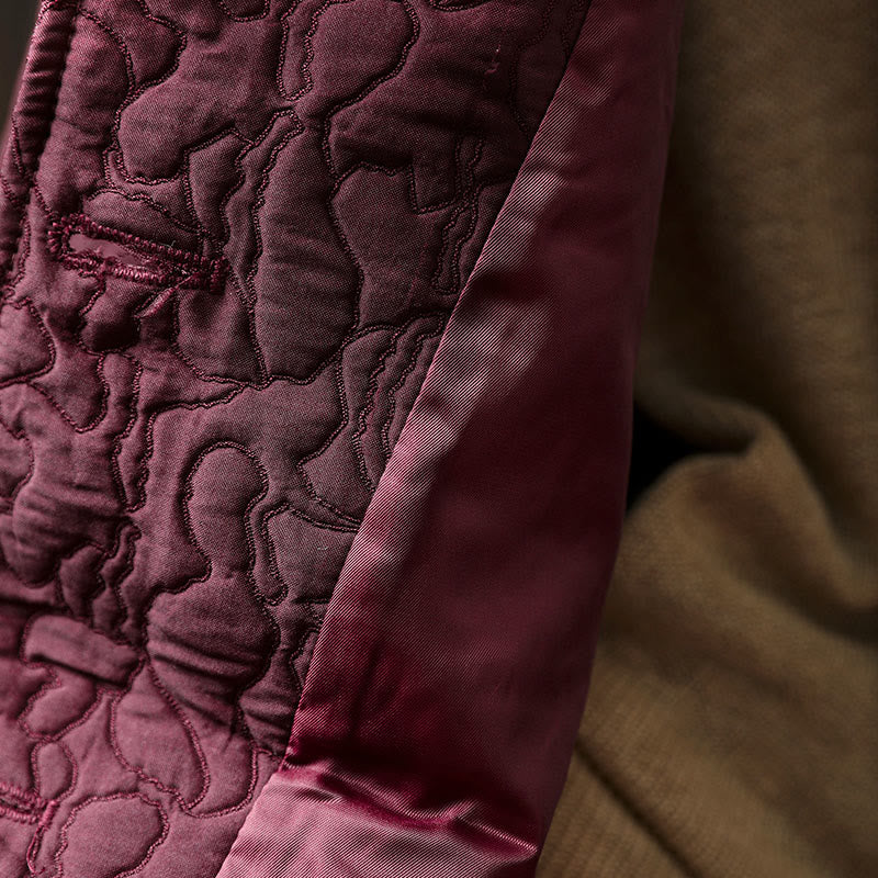 Giacca da donna in cotone jacquard di media lunghezza con bottoni autunnali, maniche lunghe e tasche , Buddha Stones - image 8