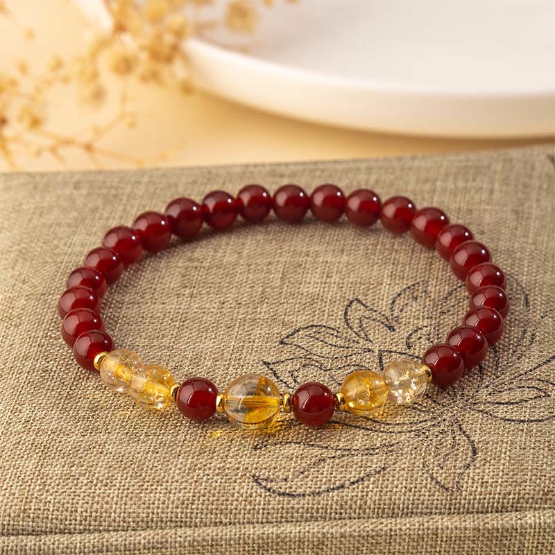 Bracciale Buddha Stones in agata rossa e citrino per la fiducia e il piacere - image 2