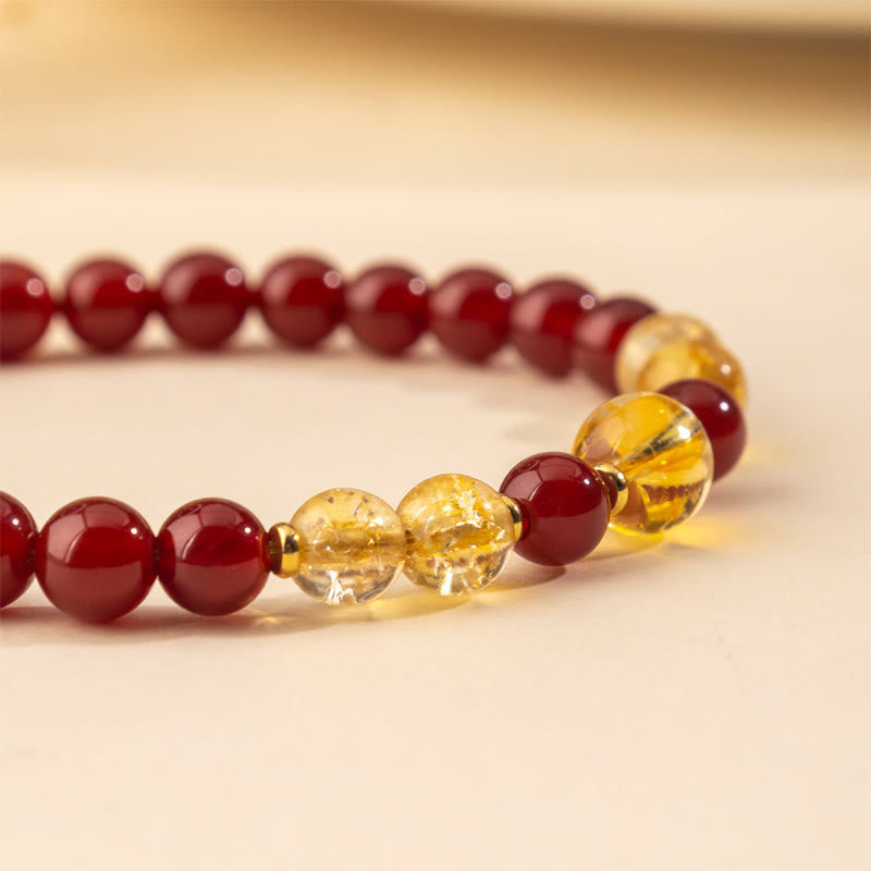Bracciale Buddha Stones in agata rossa e citrino per la fiducia e il piacere - image 4