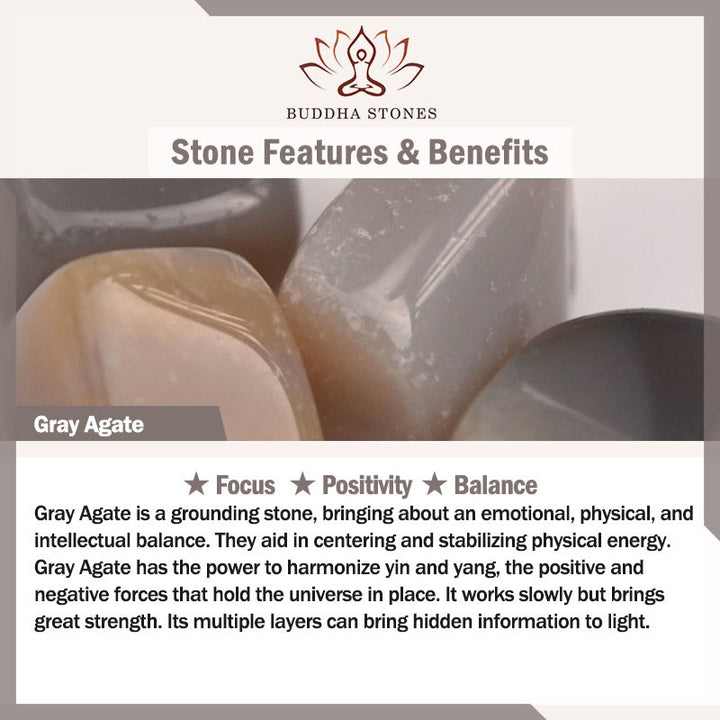 Bracciale Buddha Stones in agata grigia, agata rossa, calcedonio - image 6