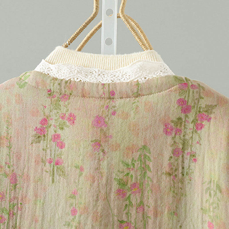 Giacca termica da donna in cotone a maniche lunghe con patchwork di pizzo invernale Buddha Stones e tasche - image 5