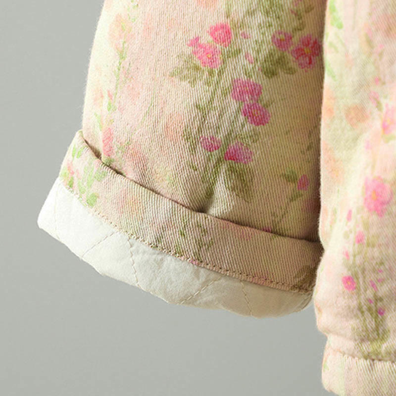 Giacca termica da donna in cotone a maniche lunghe con patchwork di pizzo invernale Buddha Stones e tasche - image 10