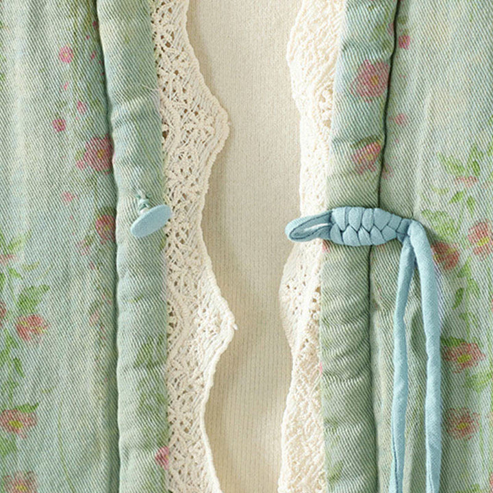 Giacca termica da donna in cotone a maniche lunghe con patchwork di pizzo invernale Buddha Stones e tasche - image 18