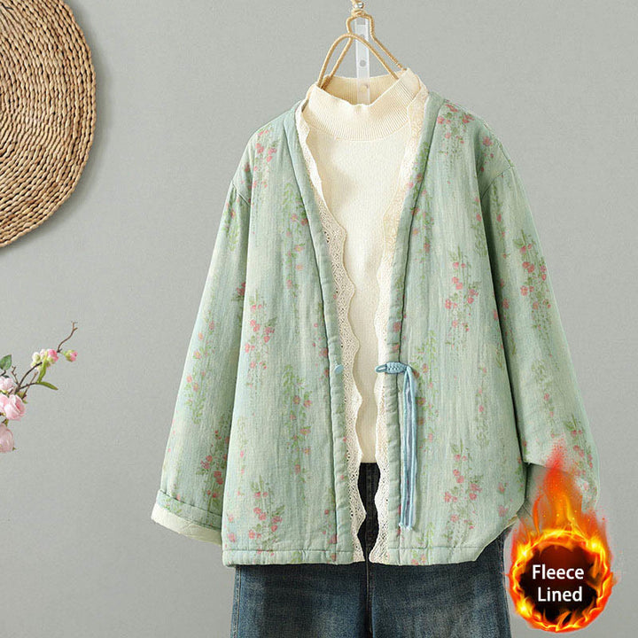 Giacca termica da donna in cotone a maniche lunghe con patchwork di pizzo invernale Buddha Stones e tasche - Acquamarina media - US14, UK/AU18, EU46 (2XL) - image 15