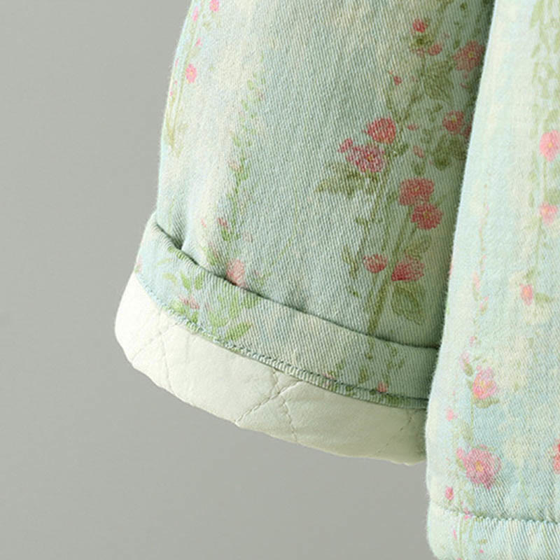 Giacca termica da donna in cotone a maniche lunghe con patchwork di pizzo invernale Buddha Stones e tasche - image 20