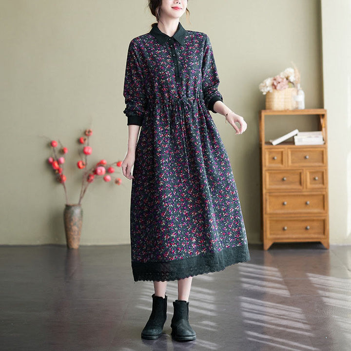 Abito midi in cotone con maniche lunghe, coulisse e tasche, con stampa etnica Buddha Stones - Grigio ardesia scuro - US8-10, UK/AU12-14, EU40-42 (2XL) - image 24