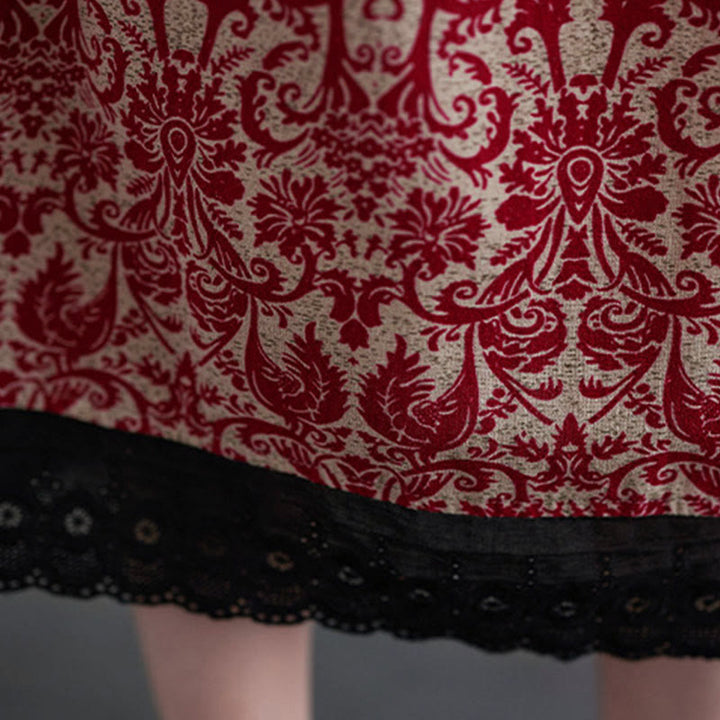 Abito midi in cotone con maniche lunghe, coulisse e tasche, con stampa etnica Buddha Stones - image 17