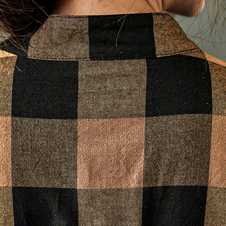 Abito midi in cotone a maniche lunghe con motivo patchwork a Buddha Stones Commute - image 10