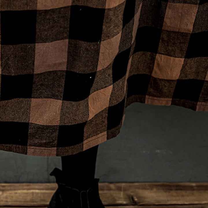 Abito midi in cotone a maniche lunghe con motivo patchwork a Buddha Stones Commute - image 12