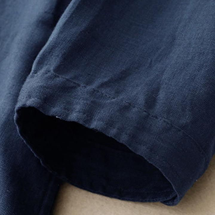 Abito midi in cotone a maniche lunghe con tasche e bottoni semplici Buddha Stones Fall Commute - image 4