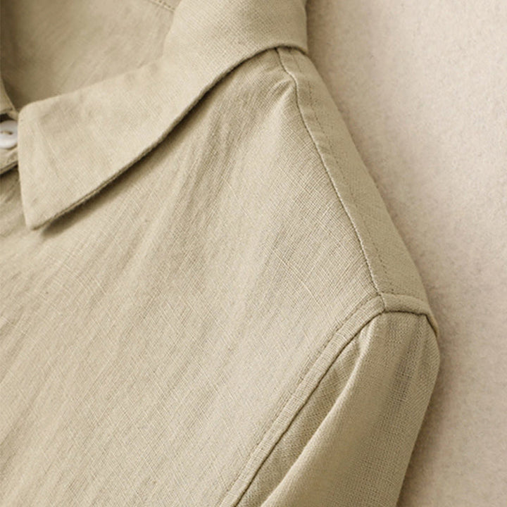 Abito midi in cotone a maniche lunghe con tasche e bottoni semplici Buddha Stones Fall Commute - image 12