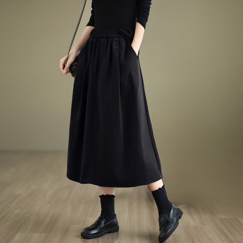 Gonna invernale da donna in cotone puro color cipria con elastico in vita, lunghezza 7-8, con tasche , Buddha Stones - Nero - US8-10, UK/AU12-14, EU40-42 (2XL) - image 12