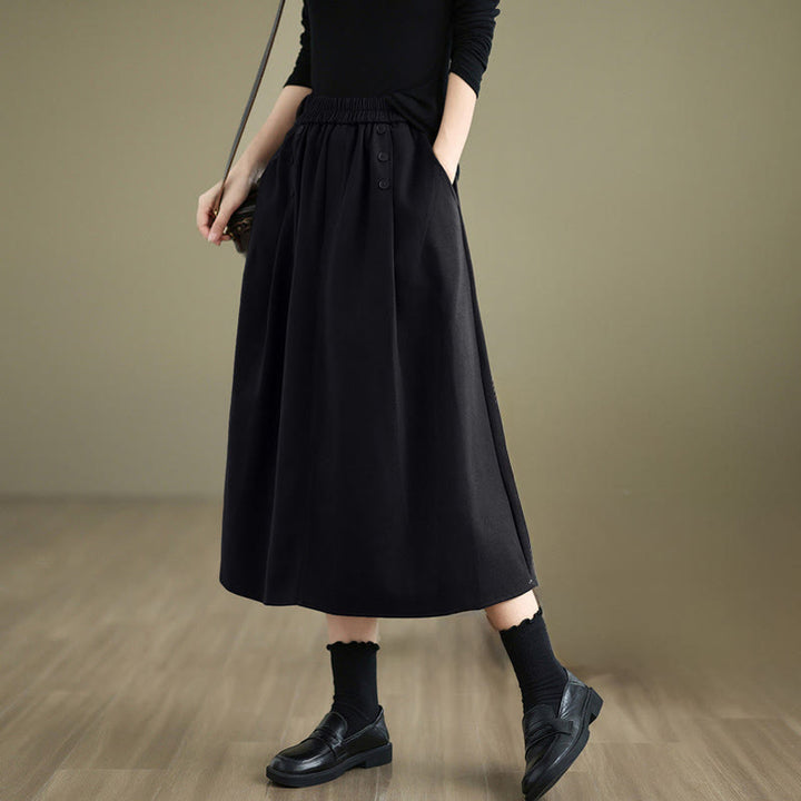 Gonna invernale da donna in cotone puro color cipria con elastico in vita, lunghezza 7-8, con tasche , Buddha Stones - Nero - US8-10, UK/AU12-14, EU40-42 (2XL) - image 12